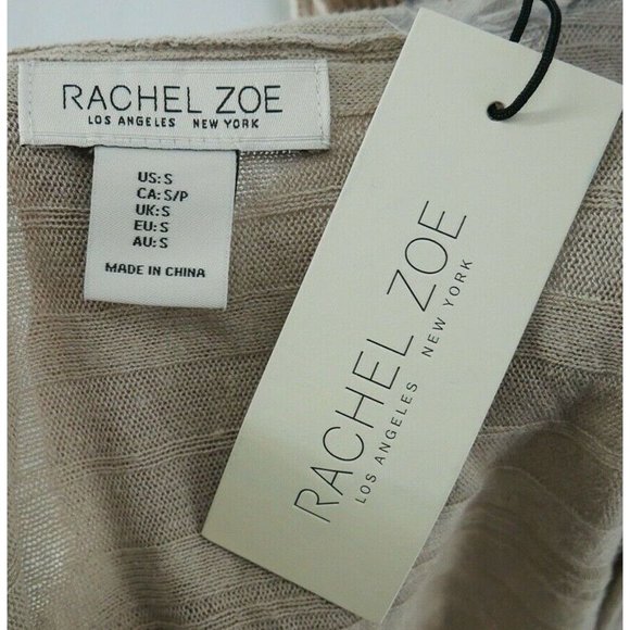 Rachel Zoe Linen Blend Beige Cardigan - Size S - Picture 6 of 7